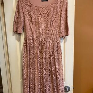 Max Studio Blush Lace Midi Dress